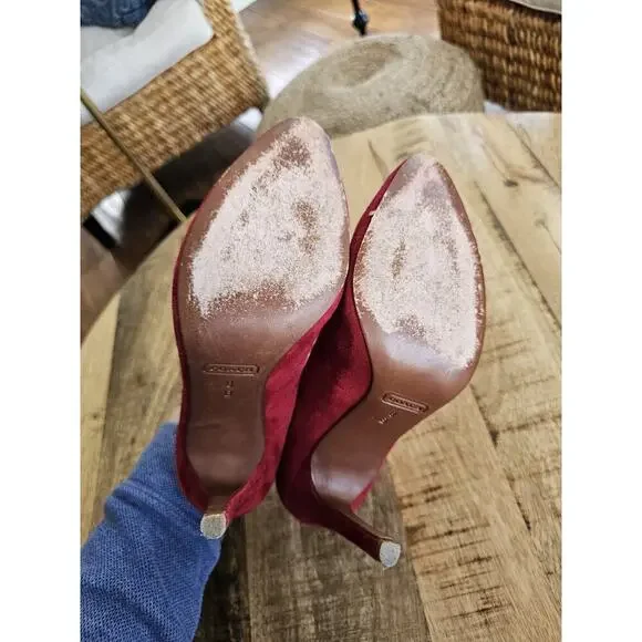 Coach A4078 Urban Red Suede Heels Women's Size 8 4 Inch - Picture 8 of 13